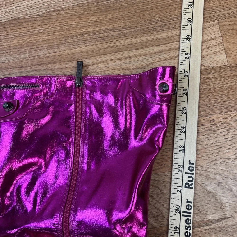 Cape Robbin Pofin-2 Metallic Thigh High Pointy‎ Toe Boots Hot Pink Women's 7 NEW
